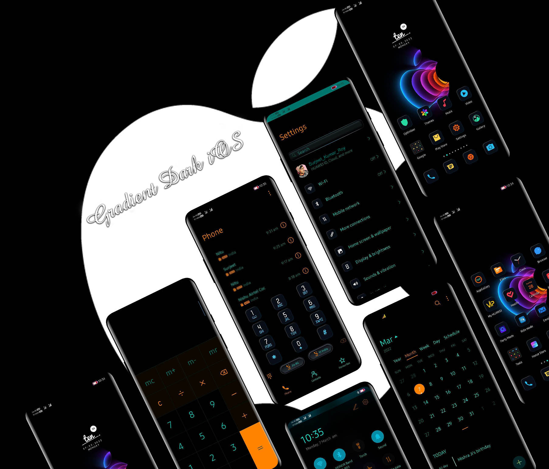 [MagicUi Theme] Gradient Dark iOS Theme 9/10/11 And Magic Ui 2/3/4 ...