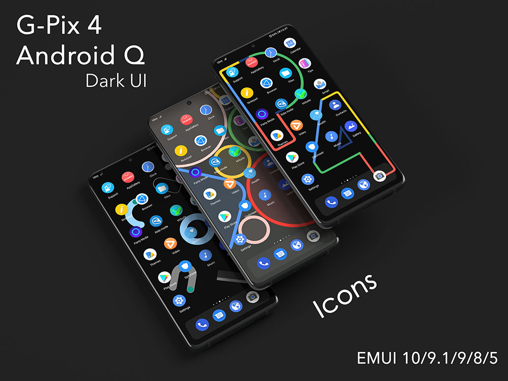 ثيم-G-Pix-4-Android-Q-Dark-UI-الرئع-لهواتف-هونر-وهواوي