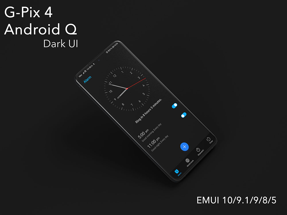 ثيم-G-Pix-4-Android-Q-Dark-UI-الرئع-لهواتف-هونر-وهواوي