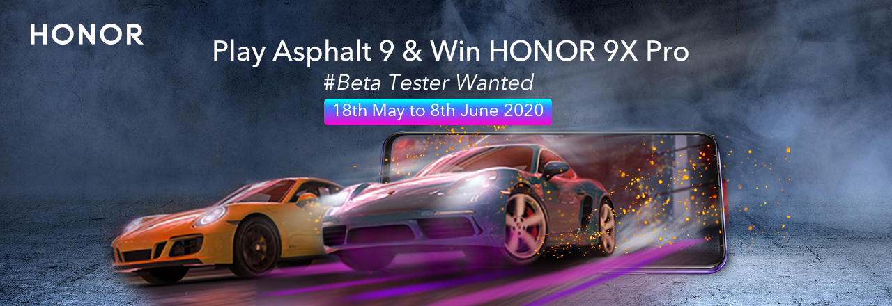 Share Asphalt 9 Experience to Win HONOR 9X PRO