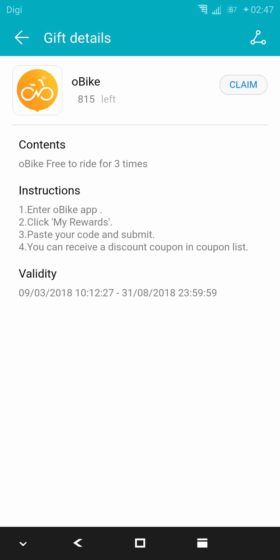 obike-promotion-for-HonorHuawei-smartphone-user