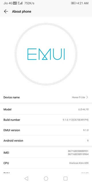 Honor-9-Lite-EMUI-91-Güncellemesi